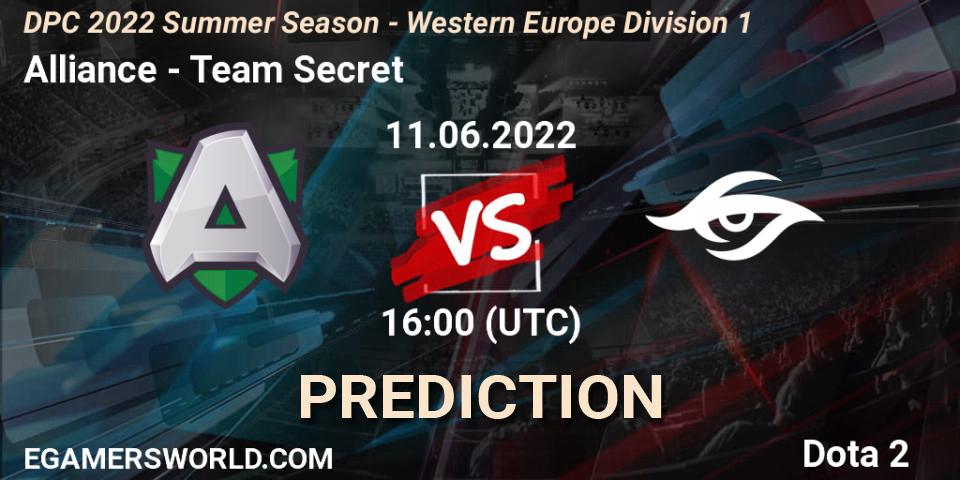 Alliance vs Team Secret: Match Prediction. 11.06.22, Dota 2, DPC WEU 2021/2022 Tour 3: Division I