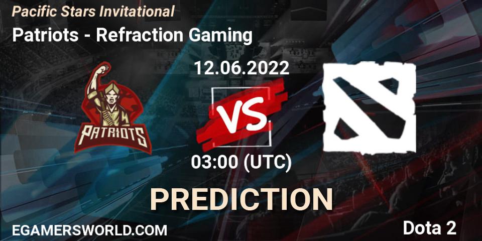 Patriots vs Refraction Gaming: Match Prediction. 12.06.2022 at 03:10, Dota 2, Pacific Stars Invitational