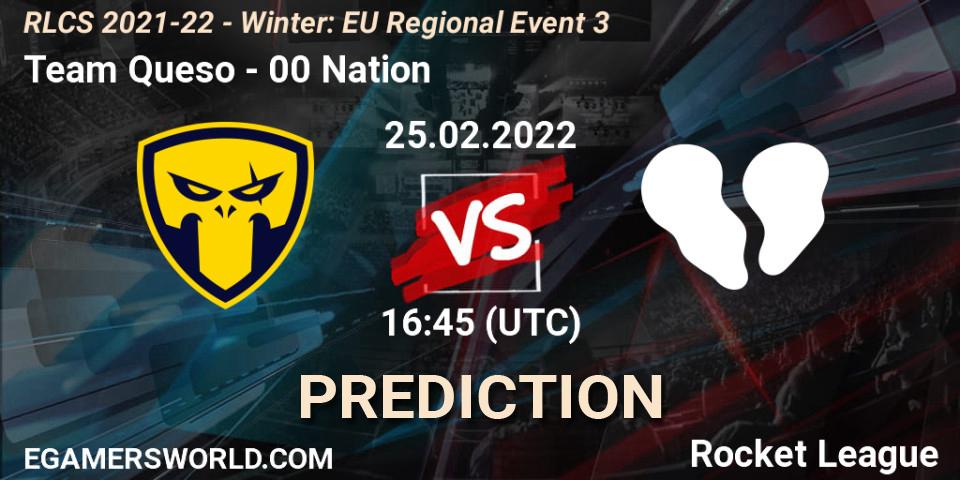 Team Queso vs 00 Nation: Match Prediction. 25.02.2022 at 16:45, Rocket League, RLCS 2021-22 - Winter: EU Regional Event 3