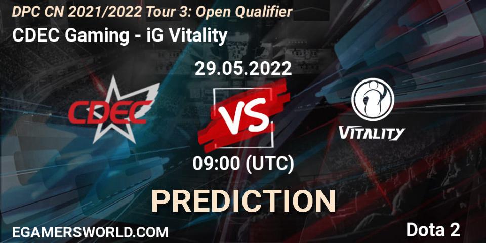 CDEC Gaming vs iG Vitality: Match Prediction. 29.05.22, Dota 2, DPC CN 2021/2022 Tour 3: Open Qualifier
