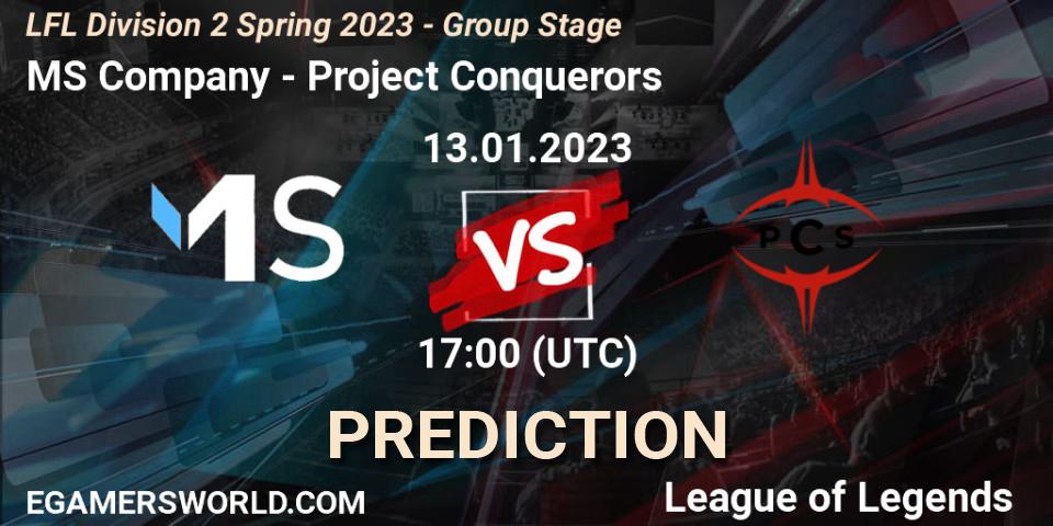 MS Company vs Project Conquerors: Match Prediction. 13.01.2023 at 17:00, LoL, LFL Division 2 Spring 2023 - Group Stage