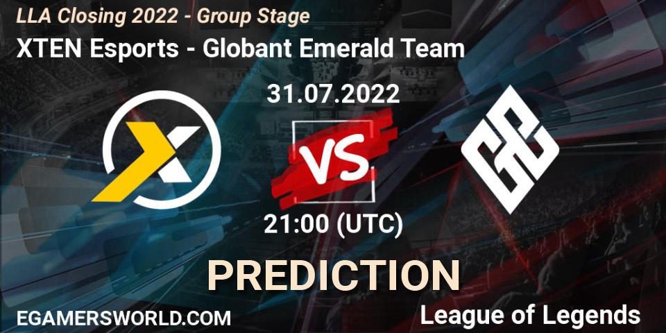 XTEN Esports vs Globant Emerald Team: Match Prediction. 31.07.22, LoL, LLA Closing 2022 - Group Stage