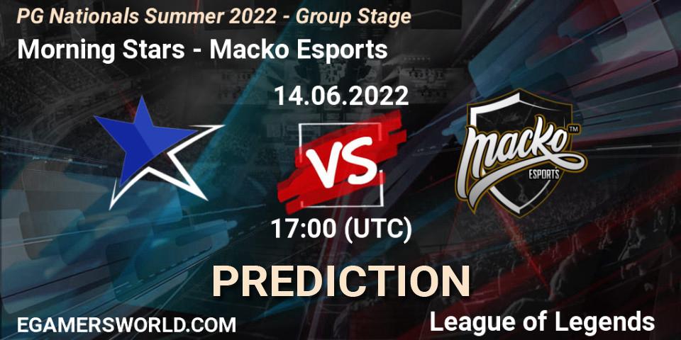 Morning Stars vs Macko Esports: Match Prediction. 14.06.2022 at 18:00, LoL, PG Nationals Summer 2022 - Group Stage