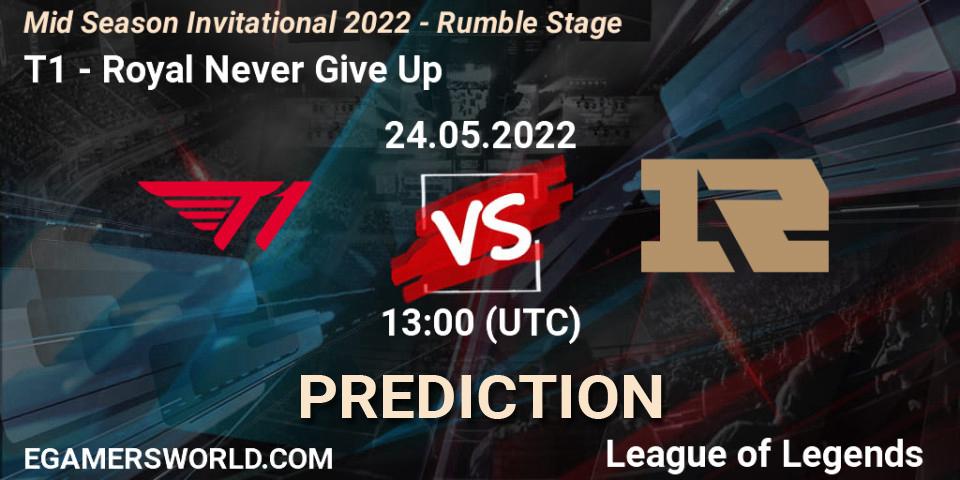 T1 vs Royal Never Give Up: Match Prediction. 24.05.2022 at 11:00, LoL, Mid Season Invitational 2022 - Rumble Stage