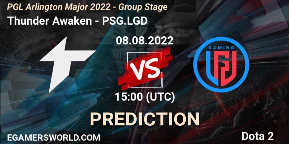 Thunder Awaken vs PSG.LGD: Match Prediction. 08.08.2022 at 15:05, Dota 2, PGL Arlington Major 2022 - Group Stage