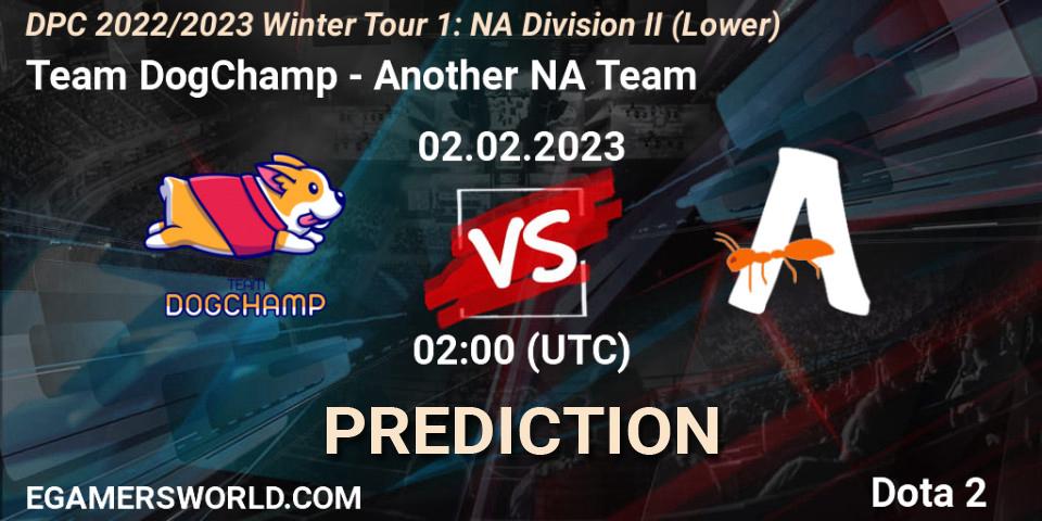 Team DogChamp vs Another NA Team: Match Prediction. 02.02.2023 at 01:54, Dota 2, DPC 2022/2023 Winter Tour 1: NA Division II (Lower)