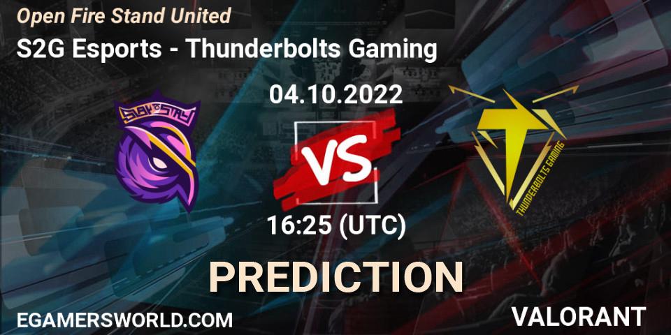 S2G Esports vs Thunderbolts Gaming: Match Prediction. 04.10.22, VALORANT, Open Fire Stand United