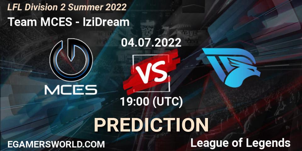 Team MCES vs IziDream: Match Prediction. 04.07.2022 at 19:15, LoL, LFL Division 2 Summer 2022