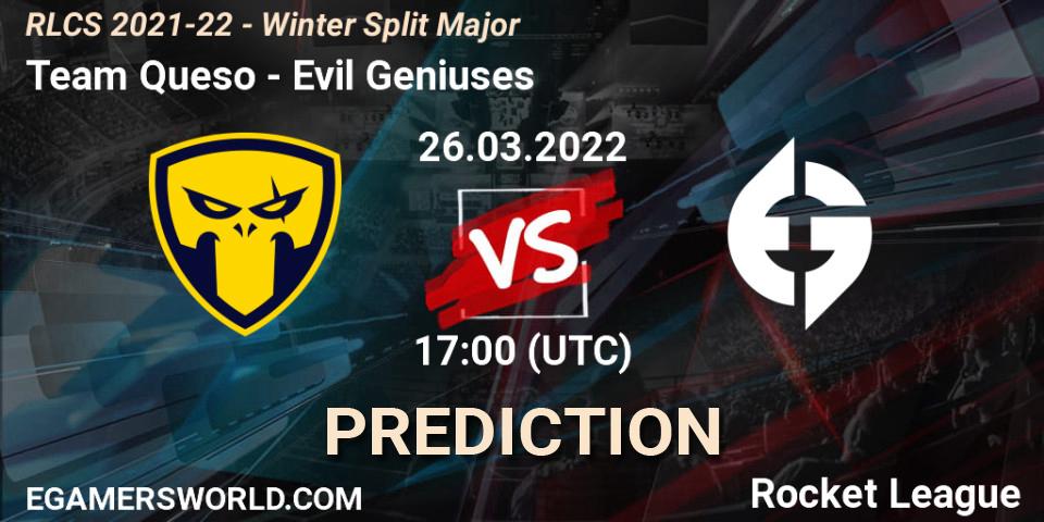 Team Queso vs Evil Geniuses: Match Prediction. 26.03.22, Rocket League, RLCS 2021-22 - Winter Split Major