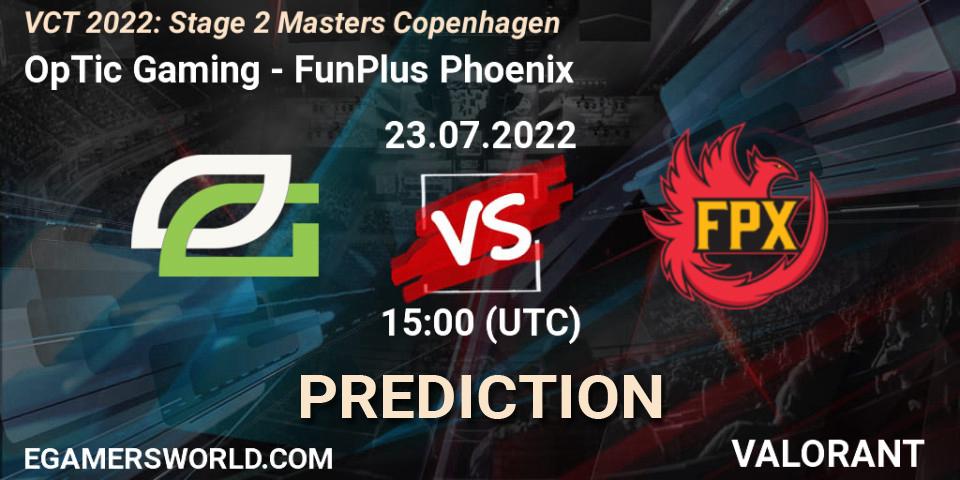 OpTic Gaming vs FunPlus Phoenix: Match Prediction. 23.07.22, VALORANT, VCT 2022: Stage 2 Masters Copenhagen