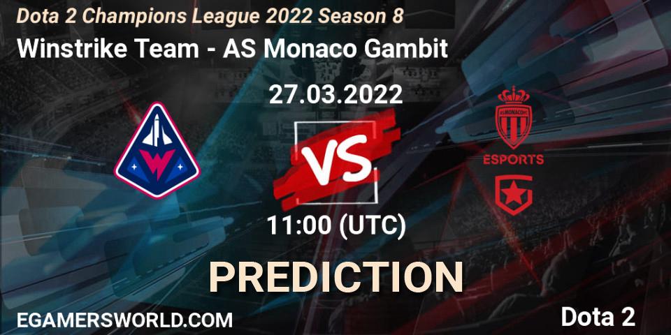 Winstrike Team vs AS Monaco Gambit: Match Prediction. 27.03.22, Dota 2, Dota 2 Champions League 2022 Season 8