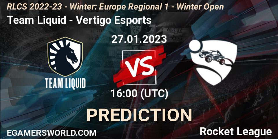Team Liquid vs Vertigo Esports: Match Prediction. 27.01.2023 at 16:00, Rocket League, RLCS 2022-23 - Winter: Europe Regional 1 - Winter Open