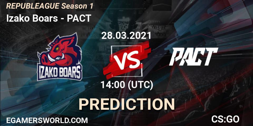 Izako Boars vs PACT: Match Prediction. 28.03.2021 at 14:00, Counter-Strike (CS2), REPUBLEAGUE Season 1
