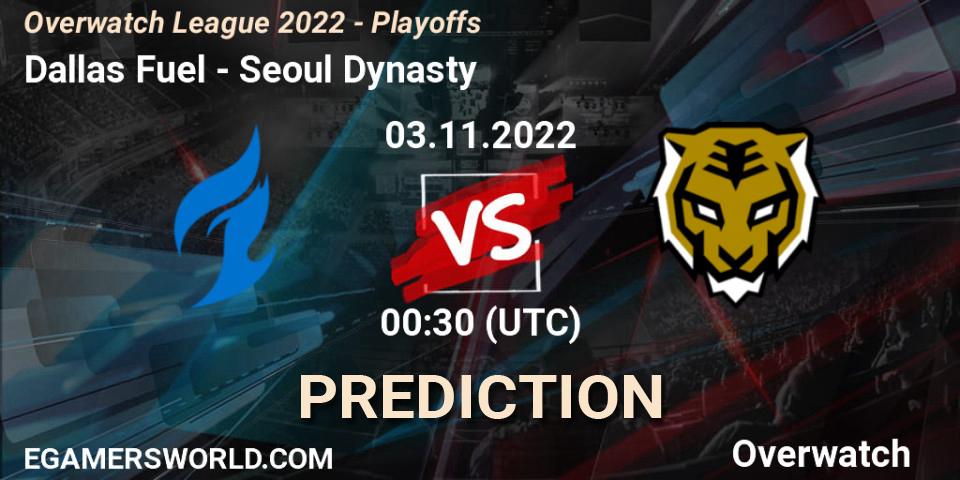 Dallas Fuel vs Seoul Dynasty: Match Prediction. 03.11.2022 at 01:15, Overwatch, Overwatch League 2022 - Playoffs