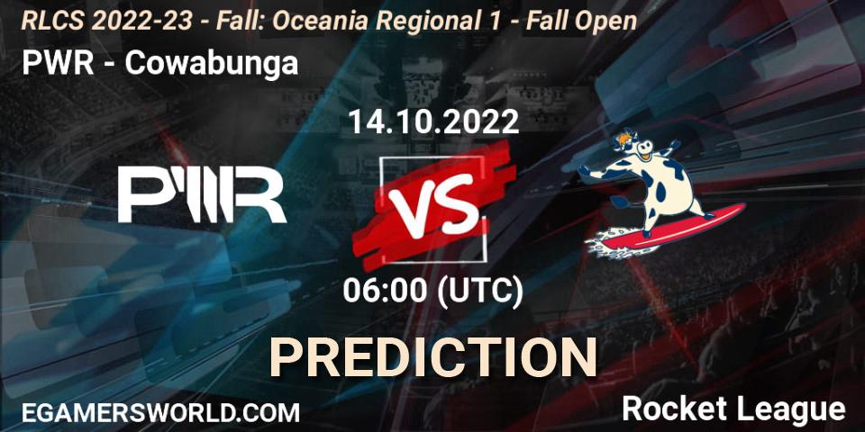 PWR vs Cowabunga: Match Prediction. 14.10.2022 at 06:00, Rocket League, RLCS 2022-23 - Fall: Oceania Regional 1 - Fall Open