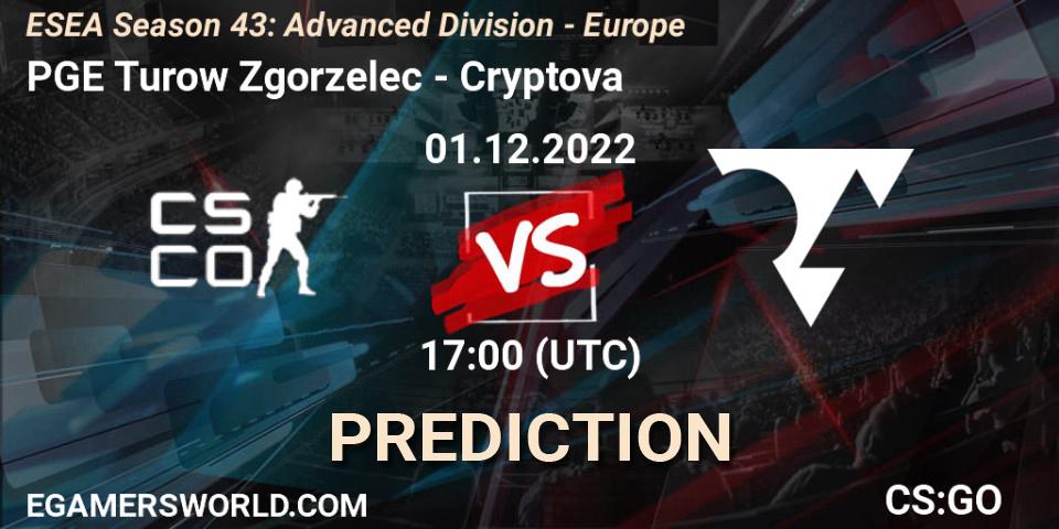PGE Turow Zgorzelec vs Cryptova: Match Prediction. 01.12.22, CS2 (CS:GO), ESEA Season 43: Advanced Division - Europe