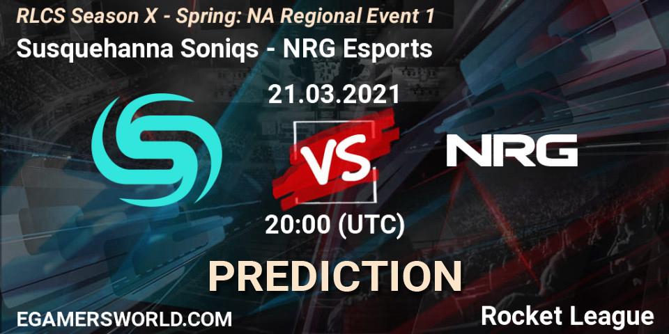 Susquehanna Soniqs vs NRG Esports: Match Prediction. 21.03.2021 at 20:20, Rocket League, RLCS Season X - Spring: NA Regional Event 1