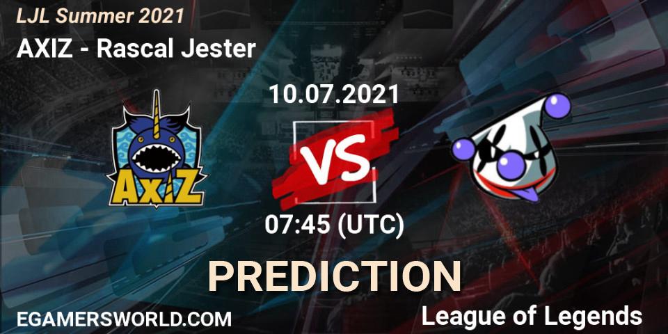 AXIZ vs Rascal Jester: Match Prediction. 10.07.2021 at 07:45, LoL, LJL Summer 2021