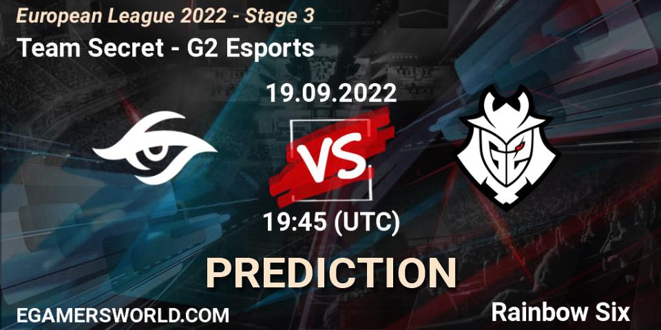 Team Secret vs G2 Esports: Match Prediction. 19.09.22, Rainbow Six, European League 2022 - Stage 3