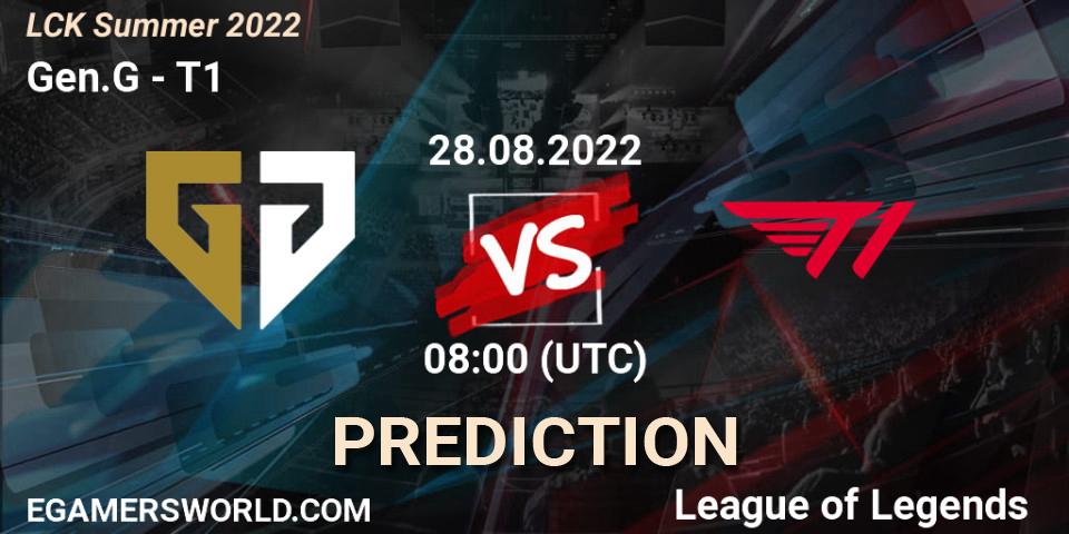 Gen.G vs T1: Match Prediction. 28.08.22, LoL, LCK Summer 2022