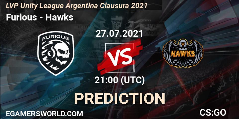 Furious vs Hawks: Match Prediction. 27.07.21, CS2 (CS:GO), LVP Unity League Argentina Clausura 2021