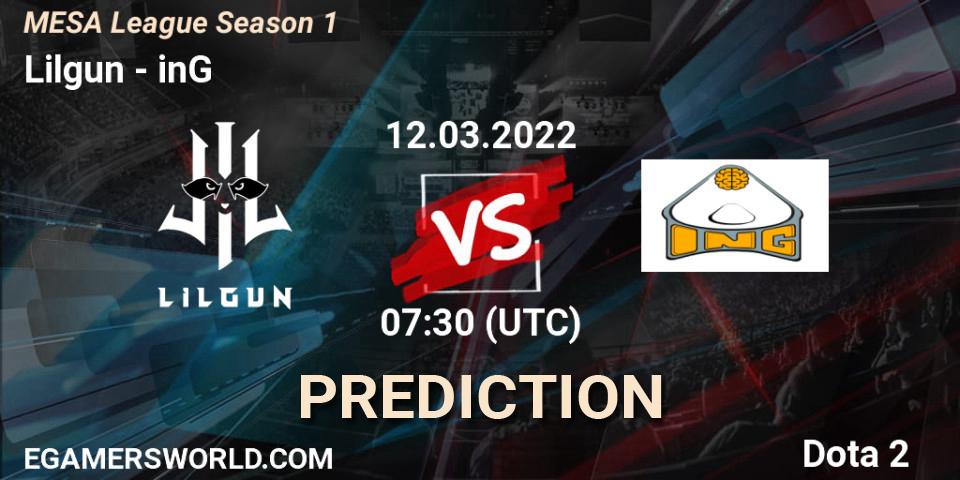 Lilgun vs inG: Match Prediction. 12.03.2022 at 07:41, Dota 2, MESA League Season 1