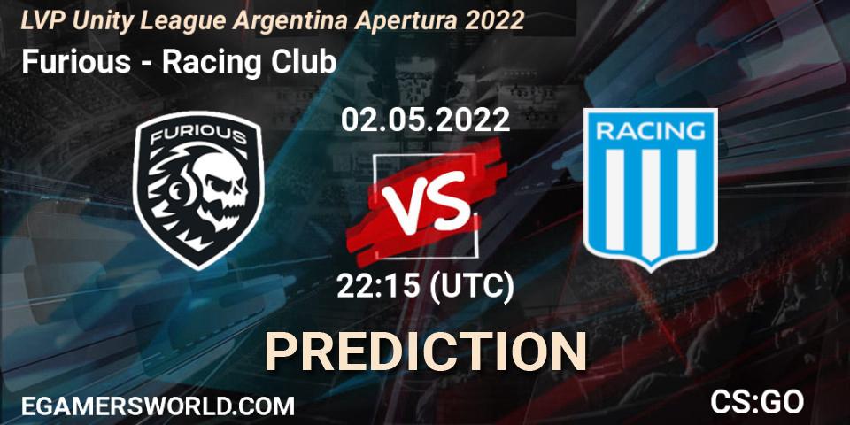 Furious vs Racing Club: Match Prediction. 02.05.2022 at 22:15, Counter-Strike (CS2), LVP Unity League Argentina Apertura 2022