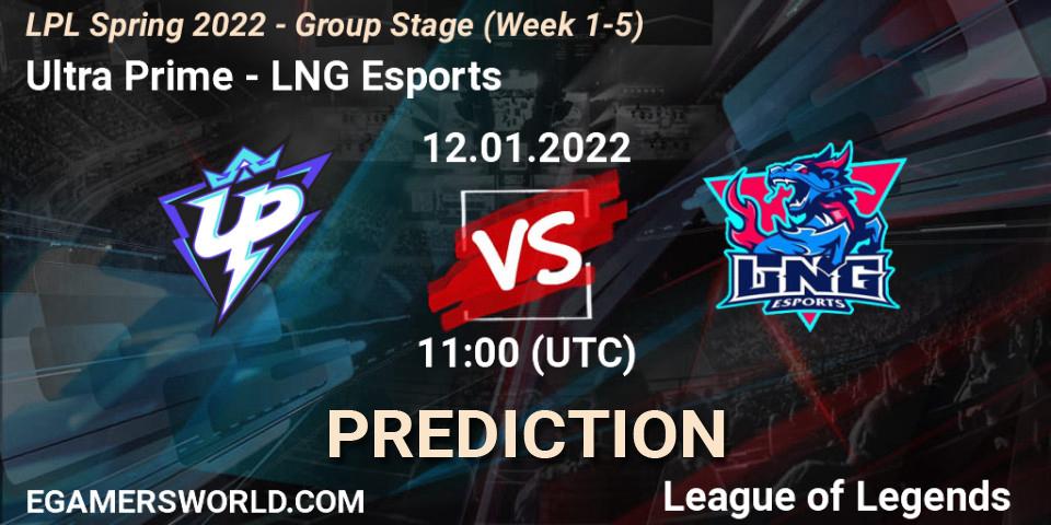 Ultra Prime vs LNG Esports: Match Prediction. 12.01.2022 at 11:00, LoL, LPL Spring 2022 - Group Stage (Week 1-5)