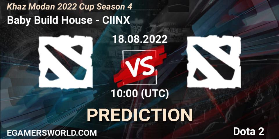 Baby Build House vs CIINX: Match Prediction. 18.08.2022 at 10:04, Dota 2, Khaz Modan 2022 Cup Season 4