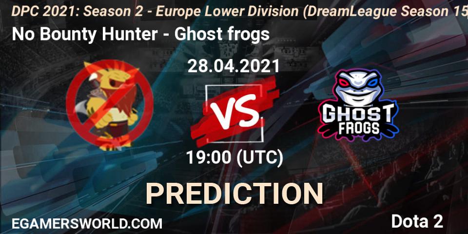 No Bounty Hunter vs Ghost frogs: Match Prediction. 28.04.21, Dota 2, DPC 2021: Season 2 - Europe Lower Division (DreamLeague Season 15)