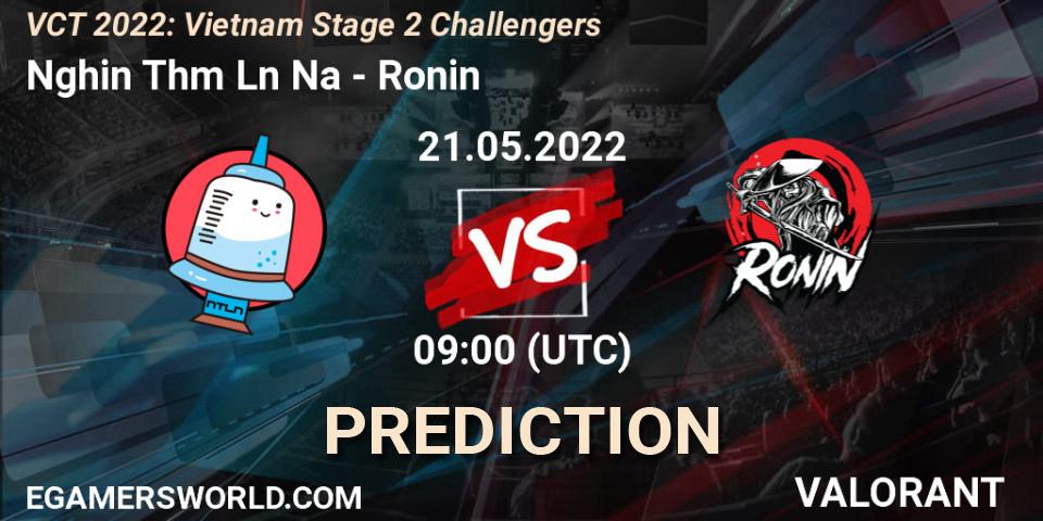 Nghiện Thêm Lần Nữa vs Ronin: Match Prediction. 21.05.2022 at 09:30, VALORANT, VCT 2022: Vietnam Stage 2 Challengers
