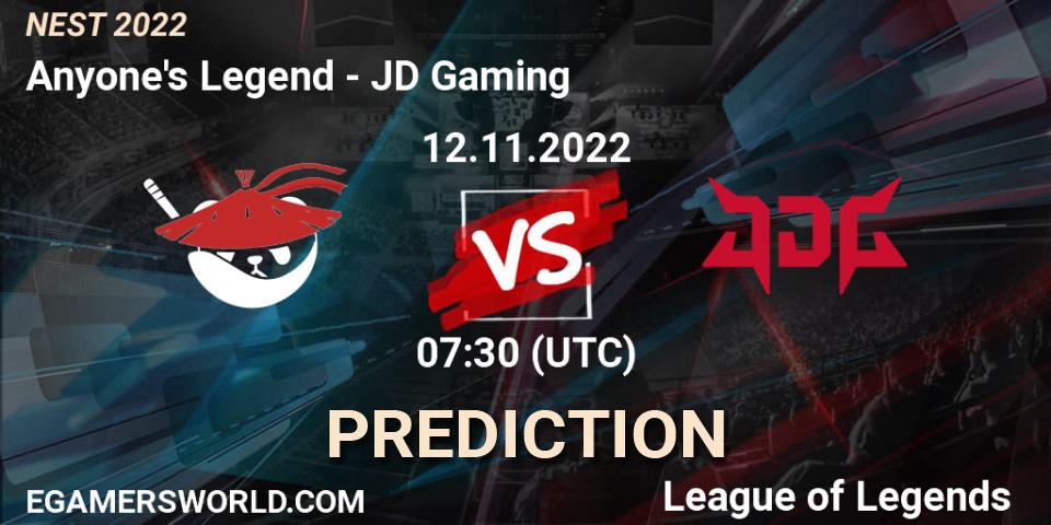 Anyone's Legend vs JD Gaming: Match Prediction. 12.11.2022 at 08:00, LoL, NEST 2022