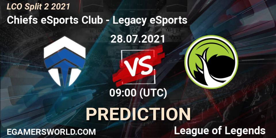 Chiefs eSports Club vs Legacy eSports: Match Prediction. 28.07.21, LoL, LCO Split 2 2021