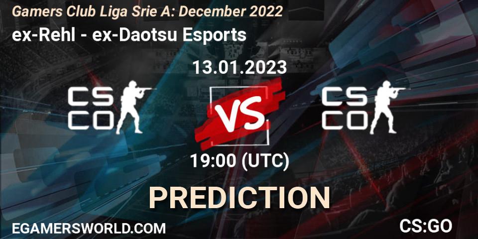 ex-Rehl vs ex-Daotsu Esports: Match Prediction. 13.01.2023 at 19:00, Counter-Strike (CS2), Gamers Club Liga Série A: December 2022