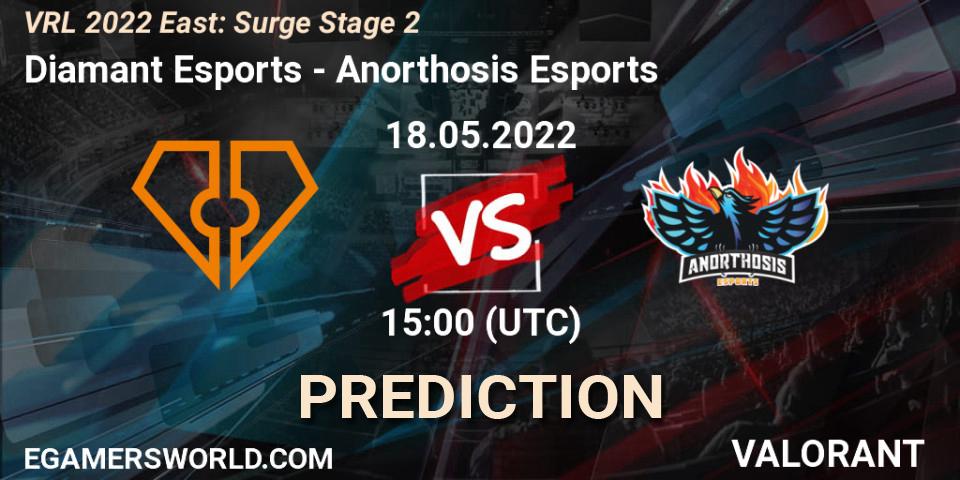 Diamant Esports vs Anorthosis Esports: Match Prediction. 18.05.2022 at 15:00, VALORANT, VRL 2022 East: Surge Stage 2
