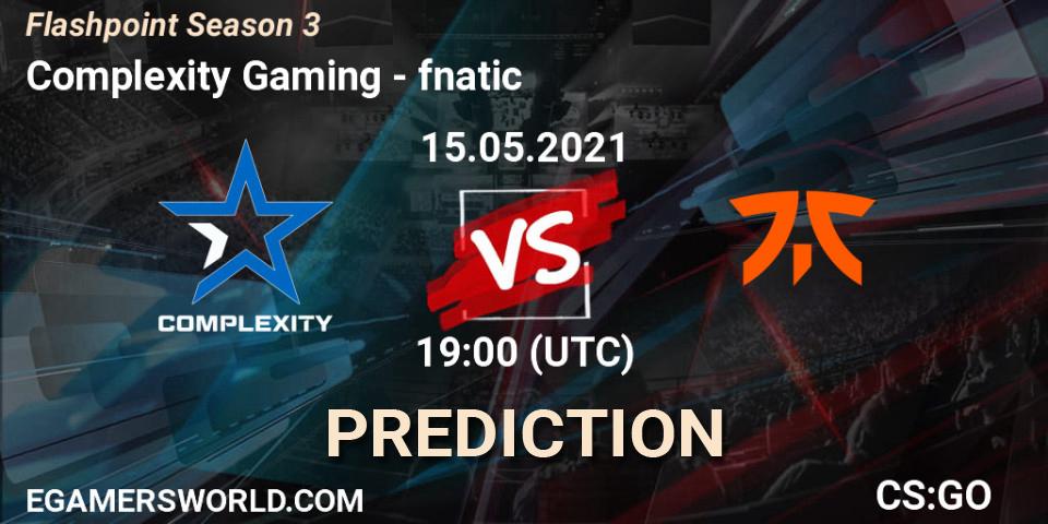 Complexity Gaming vs fnatic: Match Prediction. 15.05.2021 at 19:00, Counter-Strike (CS2), Flashpoint Season 3