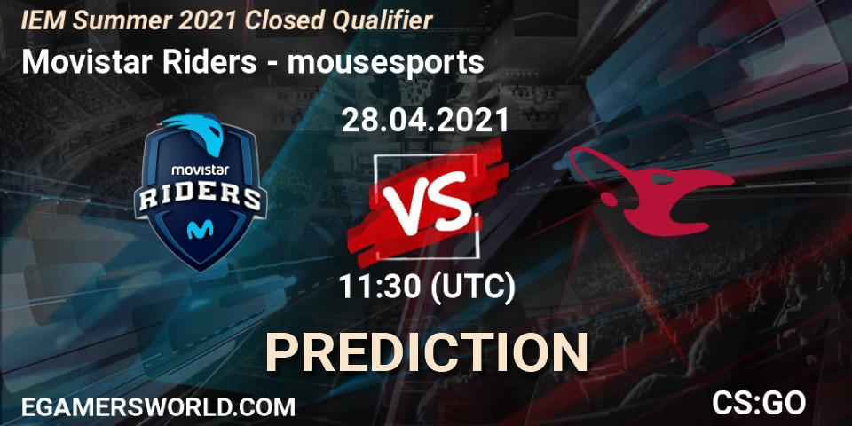 Movistar Riders vs mousesports: Match Prediction. 28.04.2021 at 11:30, Counter-Strike (CS2), IEM Summer 2021 Closed Qualifier