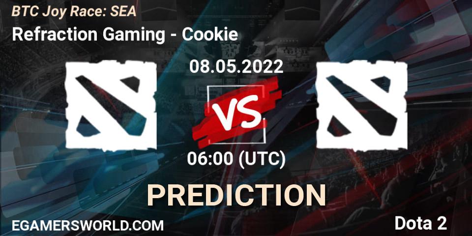 Refraction Gaming vs Cookie: Match Prediction. 08.05.2022 at 06:17, Dota 2, BTC Joy Race: SEA