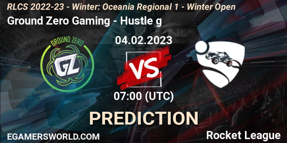 Ground Zero Gaming vs Hustle g: Match Prediction. 04.02.2023 at 08:00, Rocket League, RLCS 2022-23 - Winter: Oceania Regional 1 - Winter Open