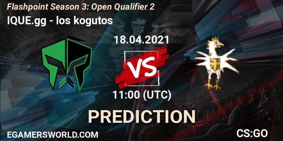 IQUE.gg vs los kogutos: Match Prediction. 18.04.2021 at 11:00, Counter-Strike (CS2), Flashpoint Season 3: Open Qualifier 2