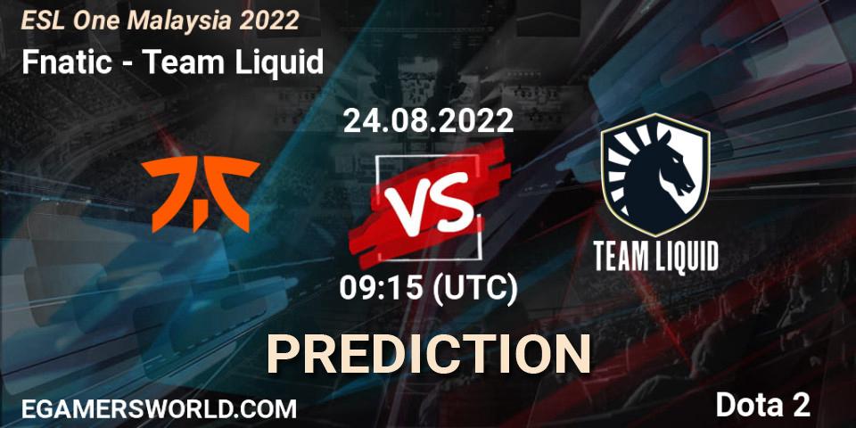 Fnatic vs Team Liquid: Match Prediction. 24.08.22, Dota 2, ESL One Malaysia 2022