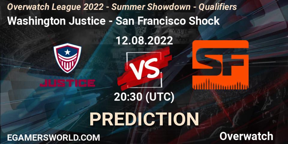 Washington Justice vs San Francisco Shock: Match Prediction. 12.08.2022 at 20:30, Overwatch, Overwatch League 2022 - Summer Showdown - Qualifiers