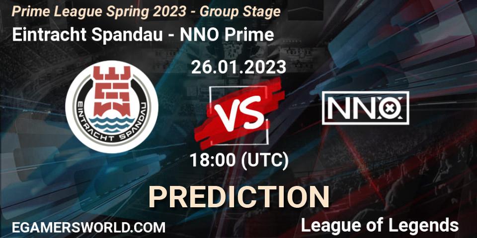 Eintracht Spandau vs NNO Prime: Match Prediction. 26.01.2023 at 19:00, LoL, Prime League Spring 2023 - Group Stage