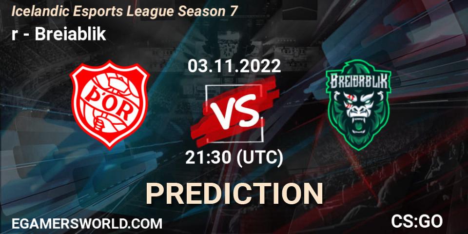 Þór vs Breiðablik: Match Prediction. 03.11.2022 at 21:30, Counter-Strike (CS2), Icelandic Esports League Season 7
