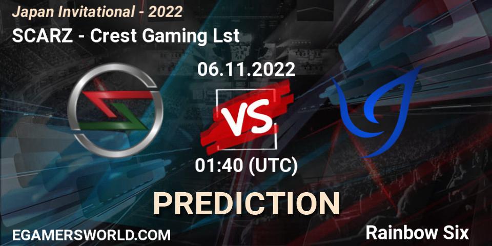 SCARZ vs Crest Gaming Lst: Match Prediction. 06.11.2022 at 01:40, Rainbow Six, Japan Invitational - 2022