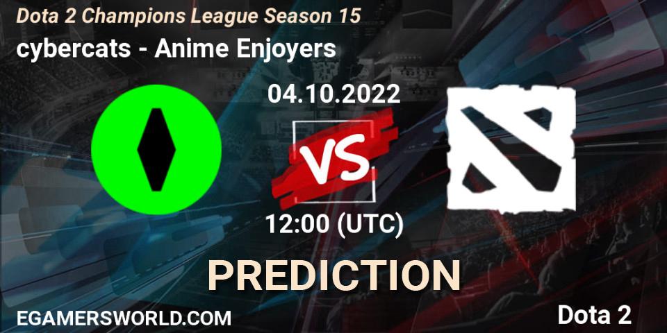 cybercats vs Anime Enjoyers: Match Prediction. 04.10.2022 at 15:00, Dota 2, Dota 2 Champions League Season 15