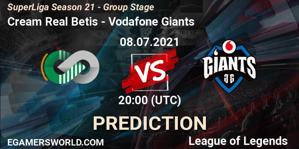 Cream Real Betis vs Vodafone Giants: Match Prediction. 08.07.2021 at 20:00, LoL, SuperLiga Season 21 - Group Stage 