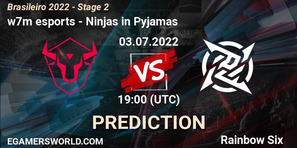 w7m esports vs Ninjas in Pyjamas: Match Prediction. 03.07.2022 at 19:00, Rainbow Six, Brasileirão 2022 - Stage 2
