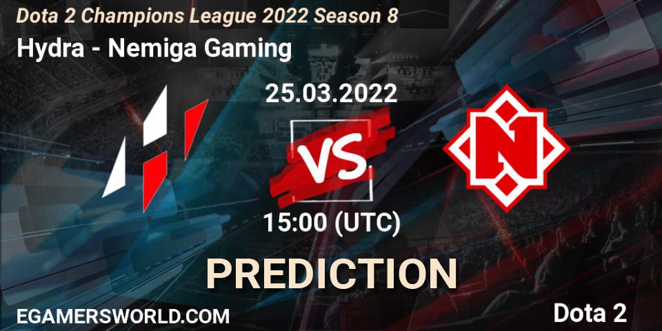 Hydra vs Nemiga Gaming: Match Prediction. 25.03.2022 at 15:46, Dota 2, Dota 2 Champions League 2022 Season 8