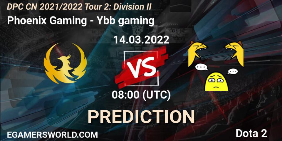 Phoenix Gaming vs Ybb gaming: Match Prediction. 14.03.2022 at 07:17, Dota 2, DPC 2021/2022 Tour 2: CN Division II (Lower)
